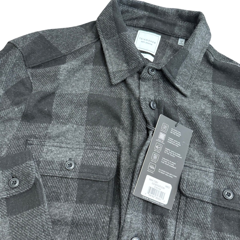 7Diamonds North Star 4 Way Stretch Generation Flannel Shirt Charcoal SMK-7281‎ M